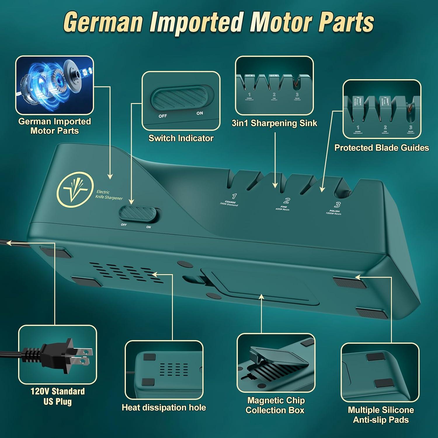 Afilador eléctrico de cuchillos Citcgo 3 etapas con diamante