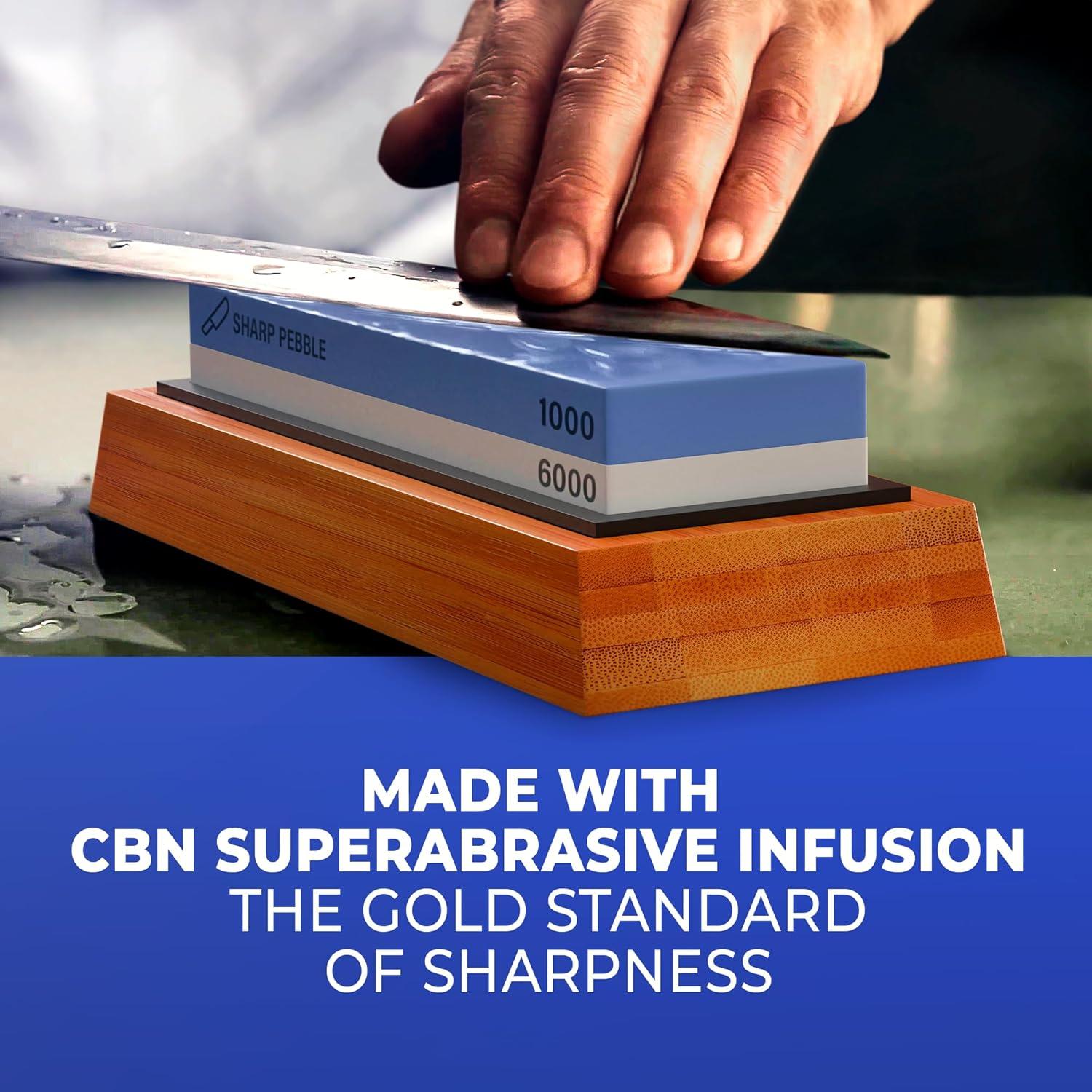 Piedra de Afilado Doble Grit 1000/6000 Sharp Pebble con Base