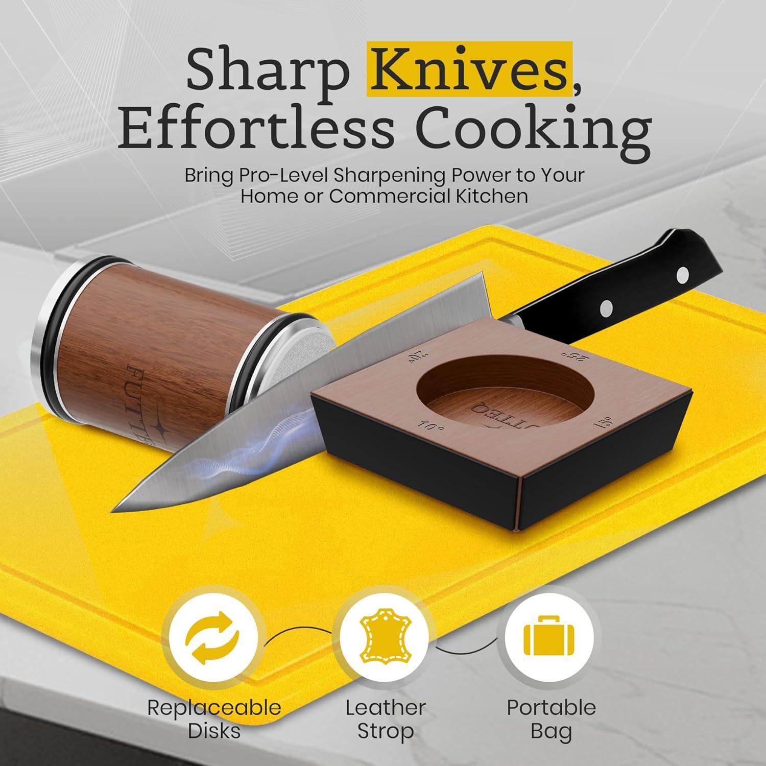 Afilador de Cuchillos Manual FUTTEQ con Discos de Diamante y Pulidor