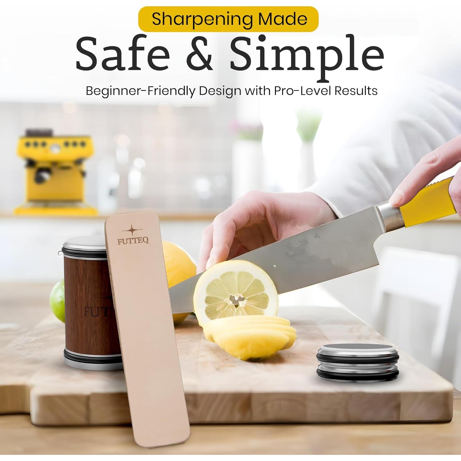 Afilador de Cuchillos Manual FUTTEQ con Discos de Diamante y Pulidor