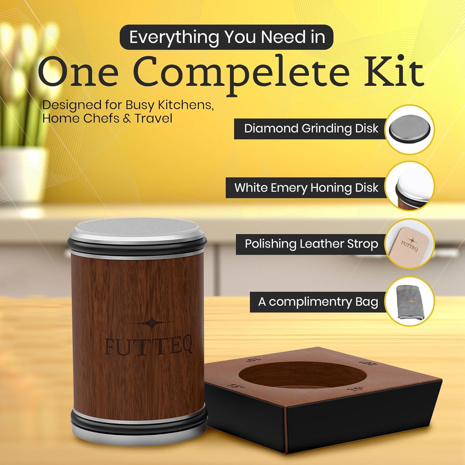 Afilador de Cuchillos Manual FUTTEQ con Discos de Diamante y Pulidor