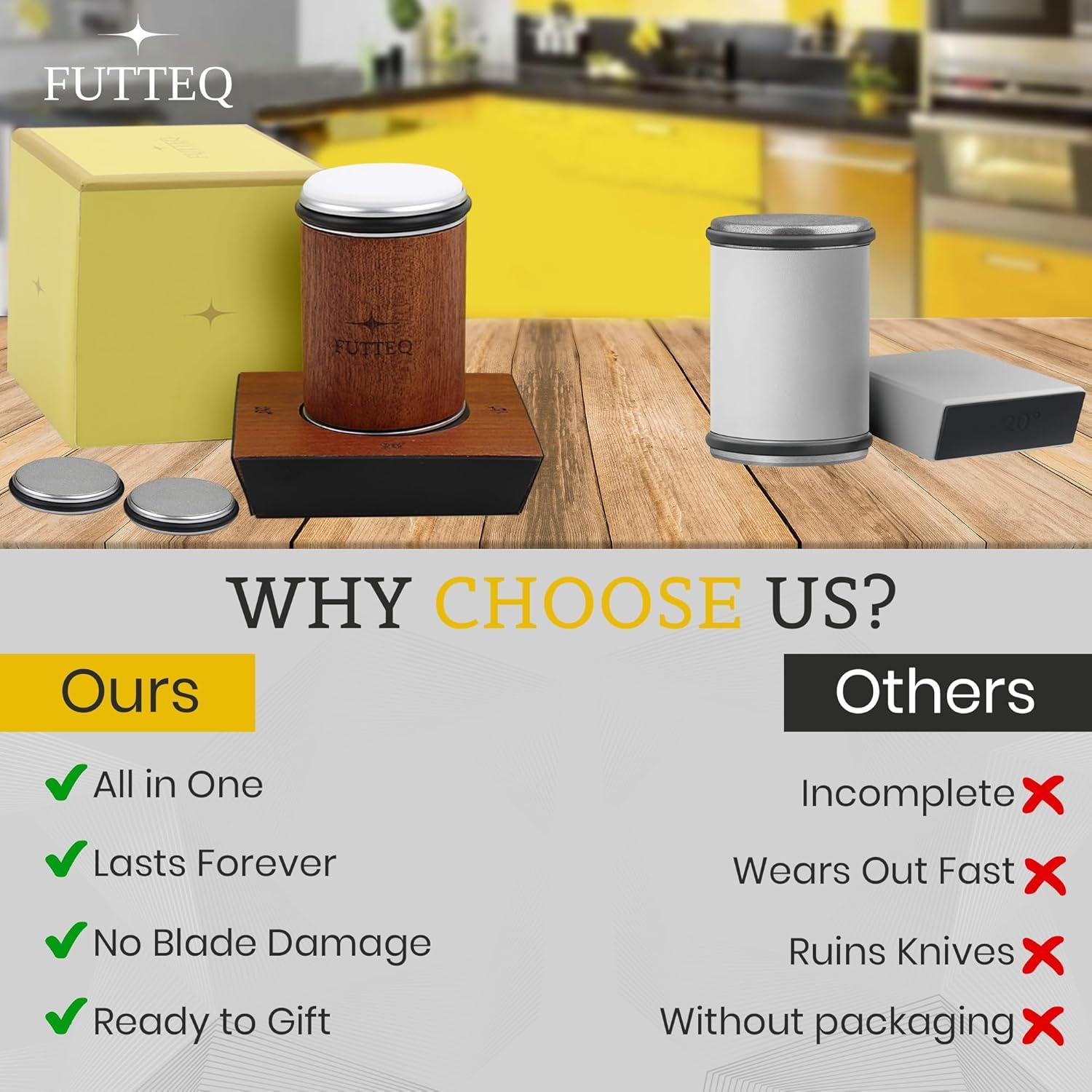 Afilador de Cuchillos Manual FUTTEQ con Discos de Diamante y Pulidor