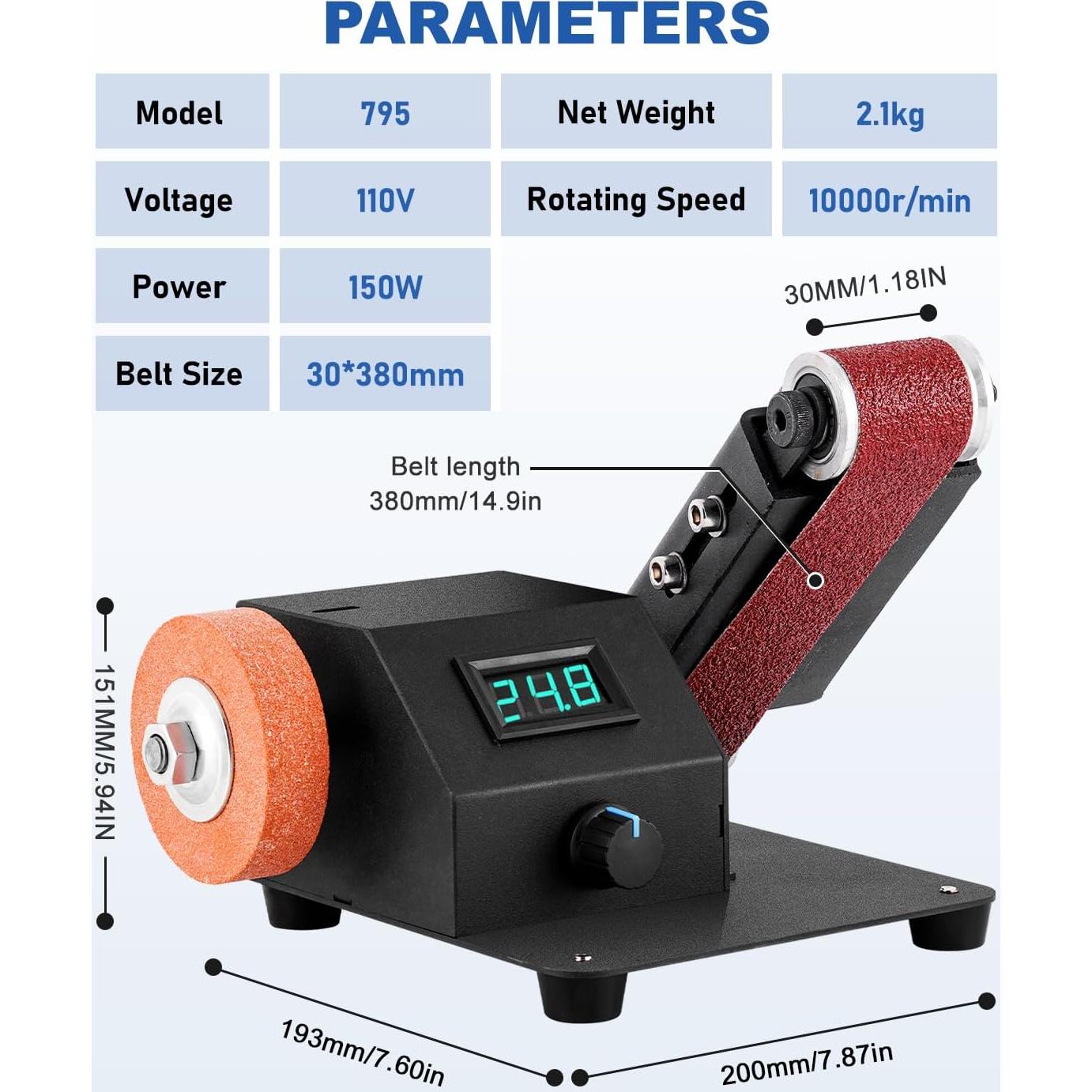 Lijadora eléctrica MSFULLSEA 1.99 kg con velocidad variable