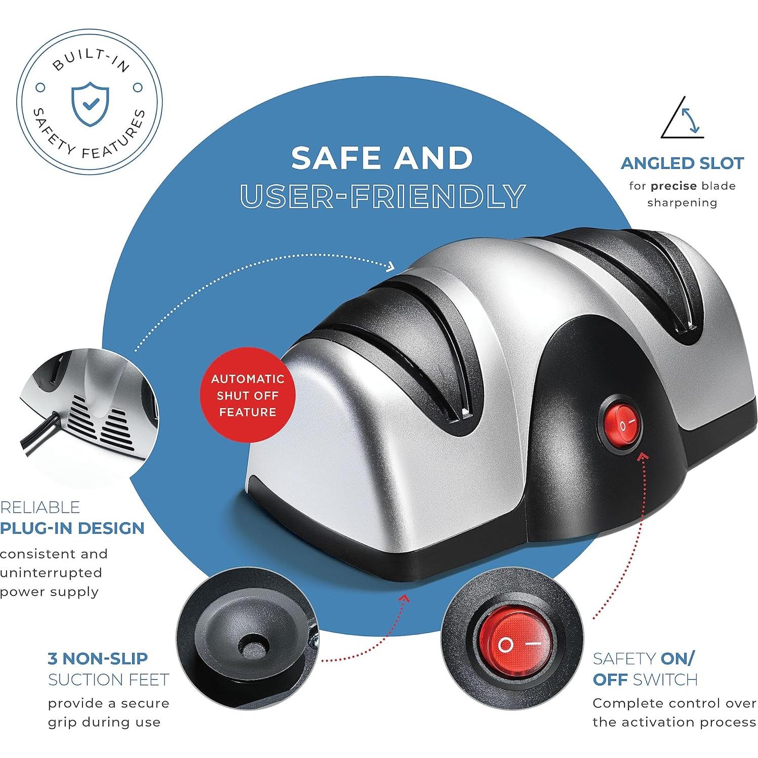 Afilador de cuchillos eléctrico Sagler - 2 etapas con zafiro