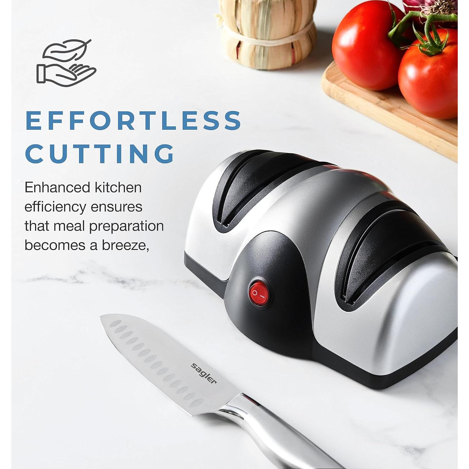 Afilador de cuchillos eléctrico Sagler - 2 etapas con zafiro