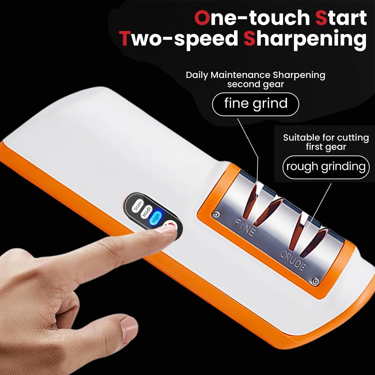 Afilador Eléctrico de Cuchillos Genérico H8 2 Etapas Naranja