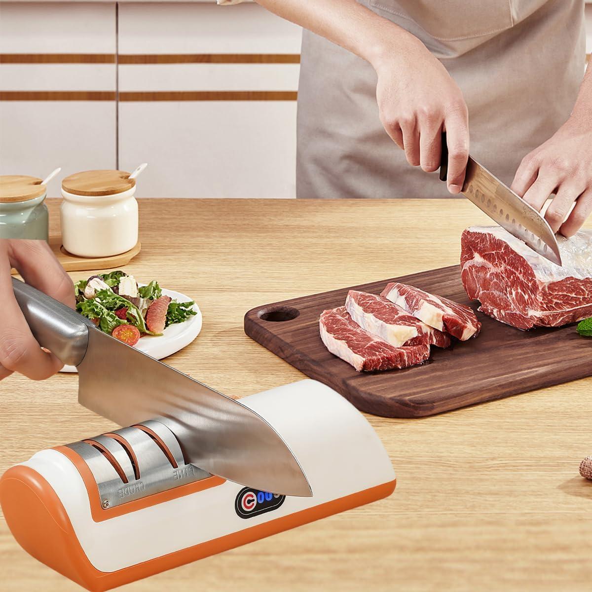 Afilador Eléctrico de Cuchillos Genérico H8 2 Etapas Naranja