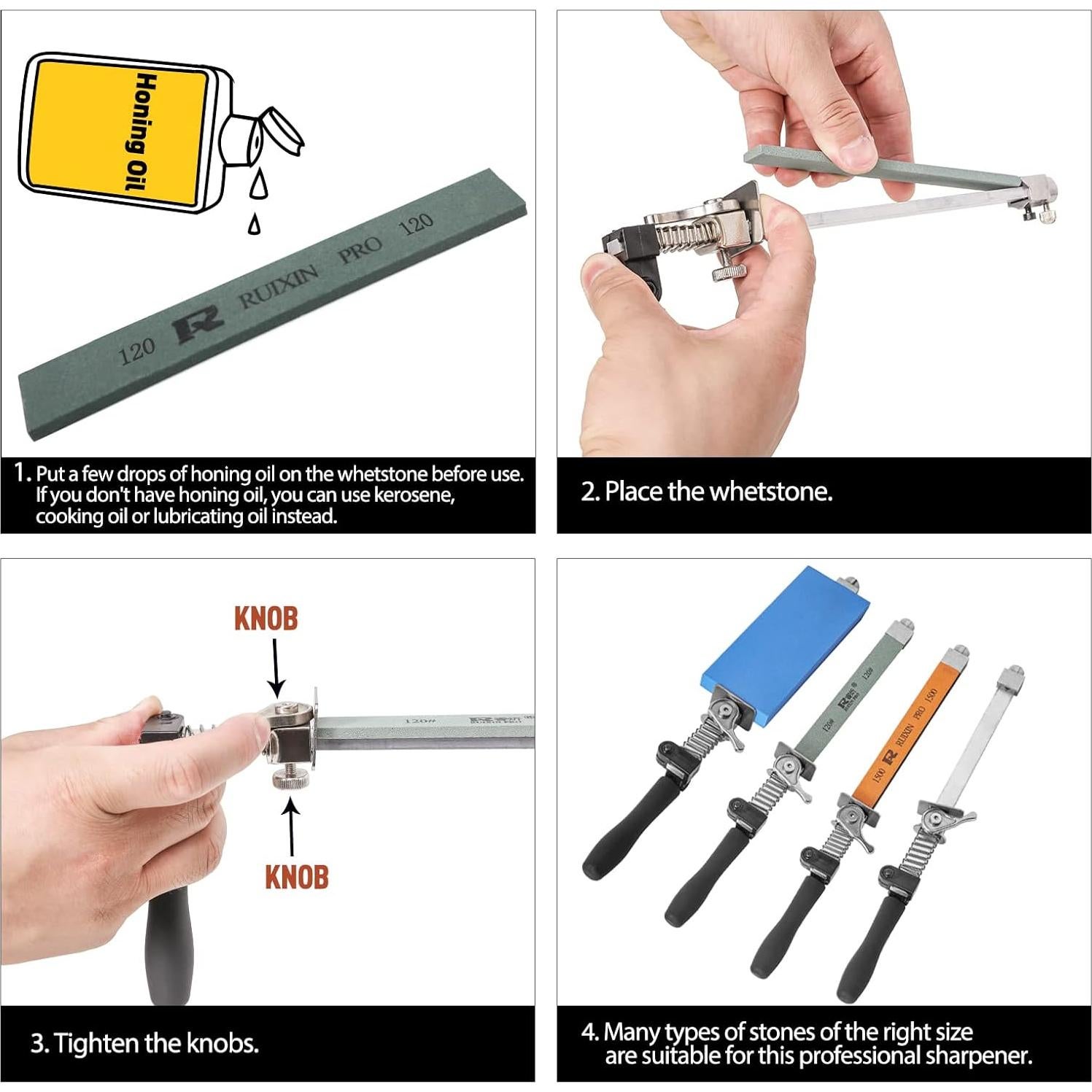 Afilador de Cuchillos Profesional MOVIRON RX-009 con 10 Piedras