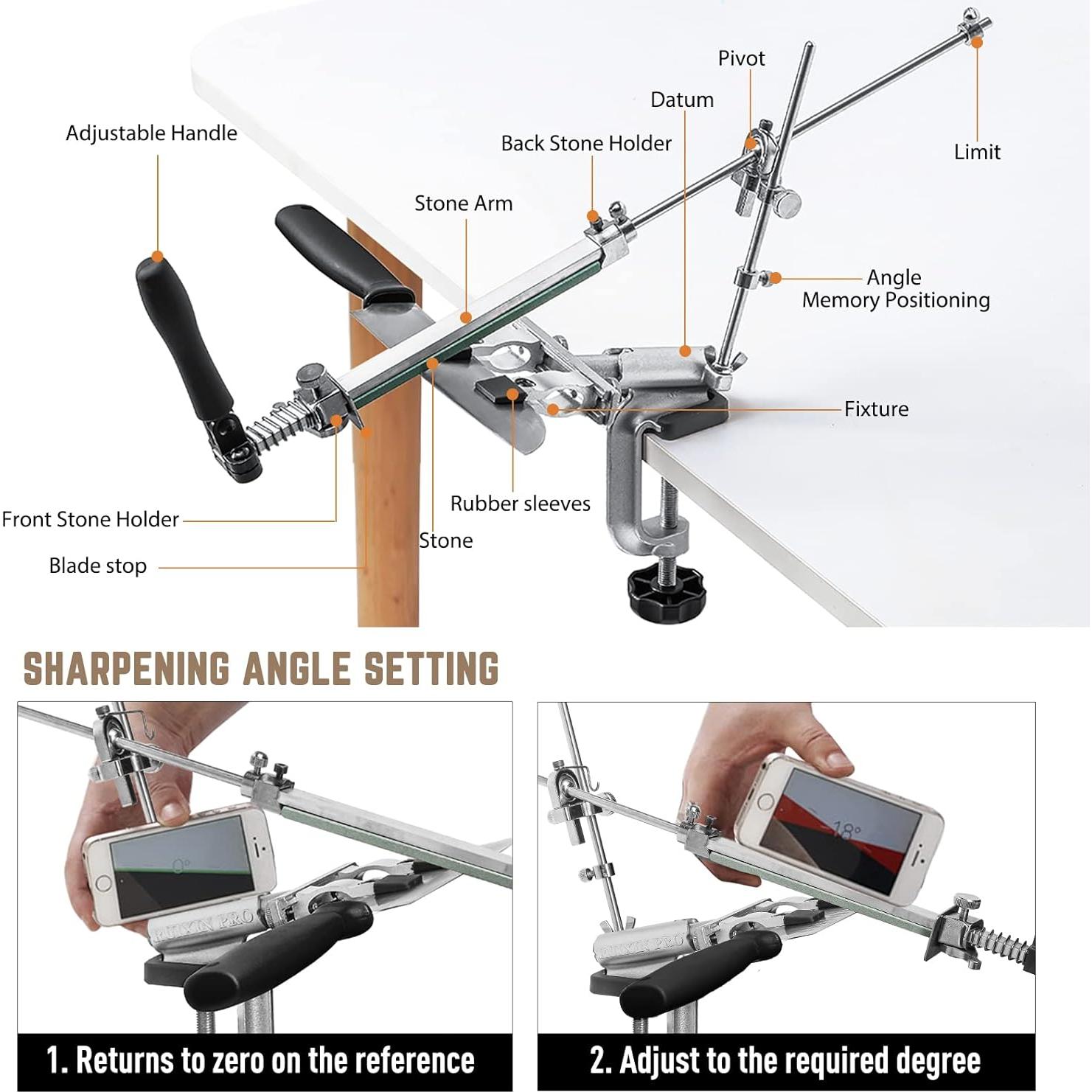 Afilador de Cuchillos Profesional MOVIRON RX-009 con 10 Piedras