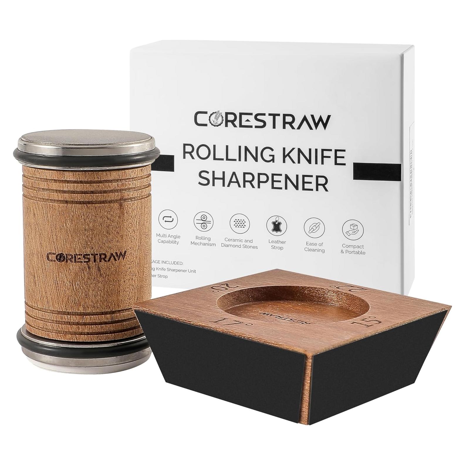 Afilador de Cuchillos Rodante CoreStraw - 4 Ángulos Ajustables