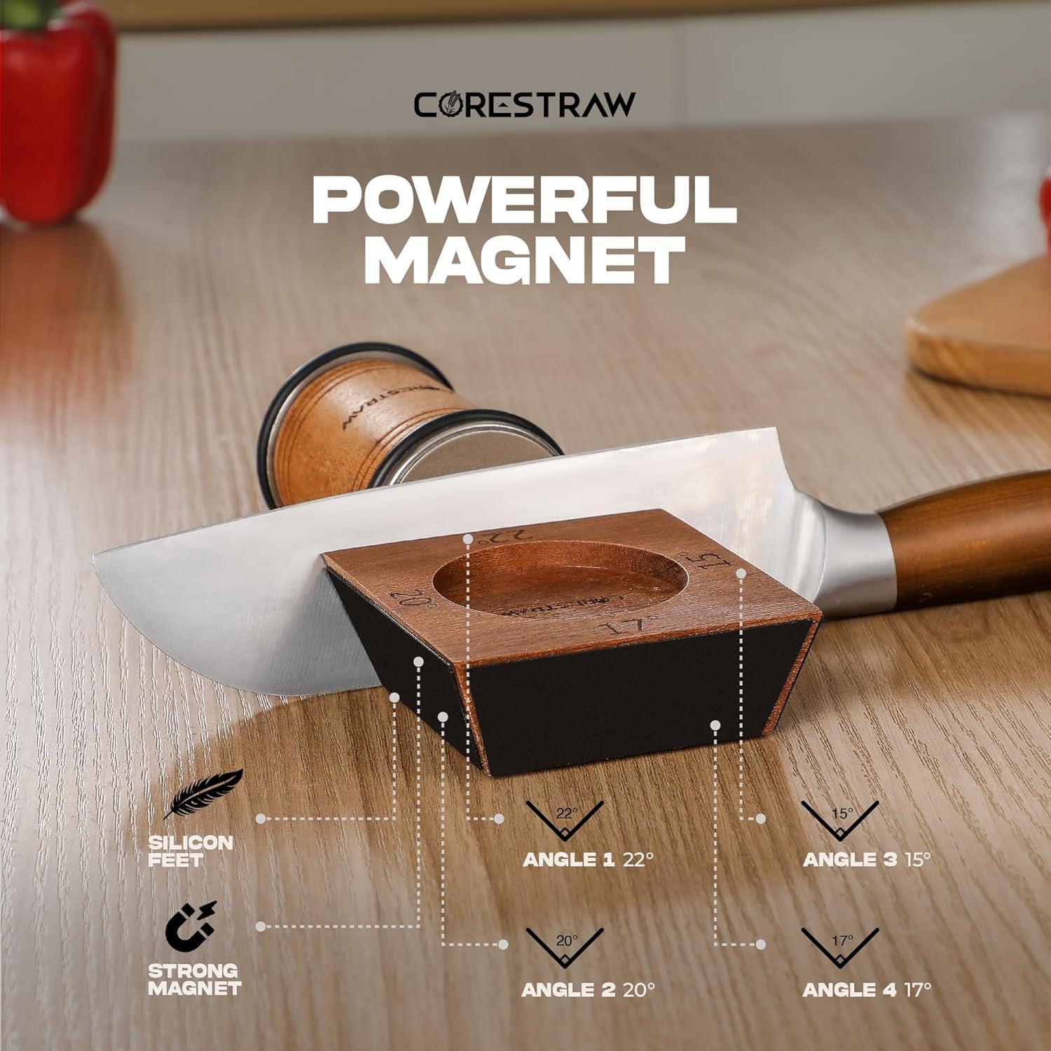 Afilador de Cuchillos Rodante CoreStraw - 4 Ángulos Ajustables