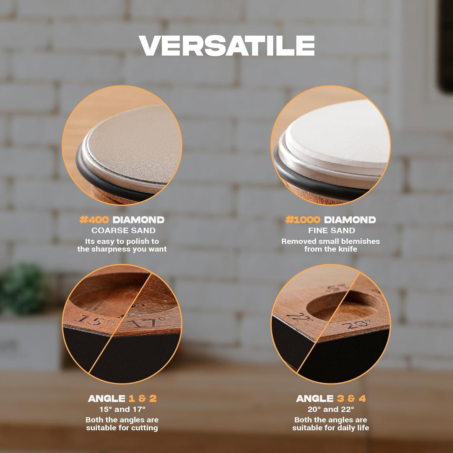 Afilador de Cuchillos Rodante CoreStraw - 4 Ángulos Ajustables