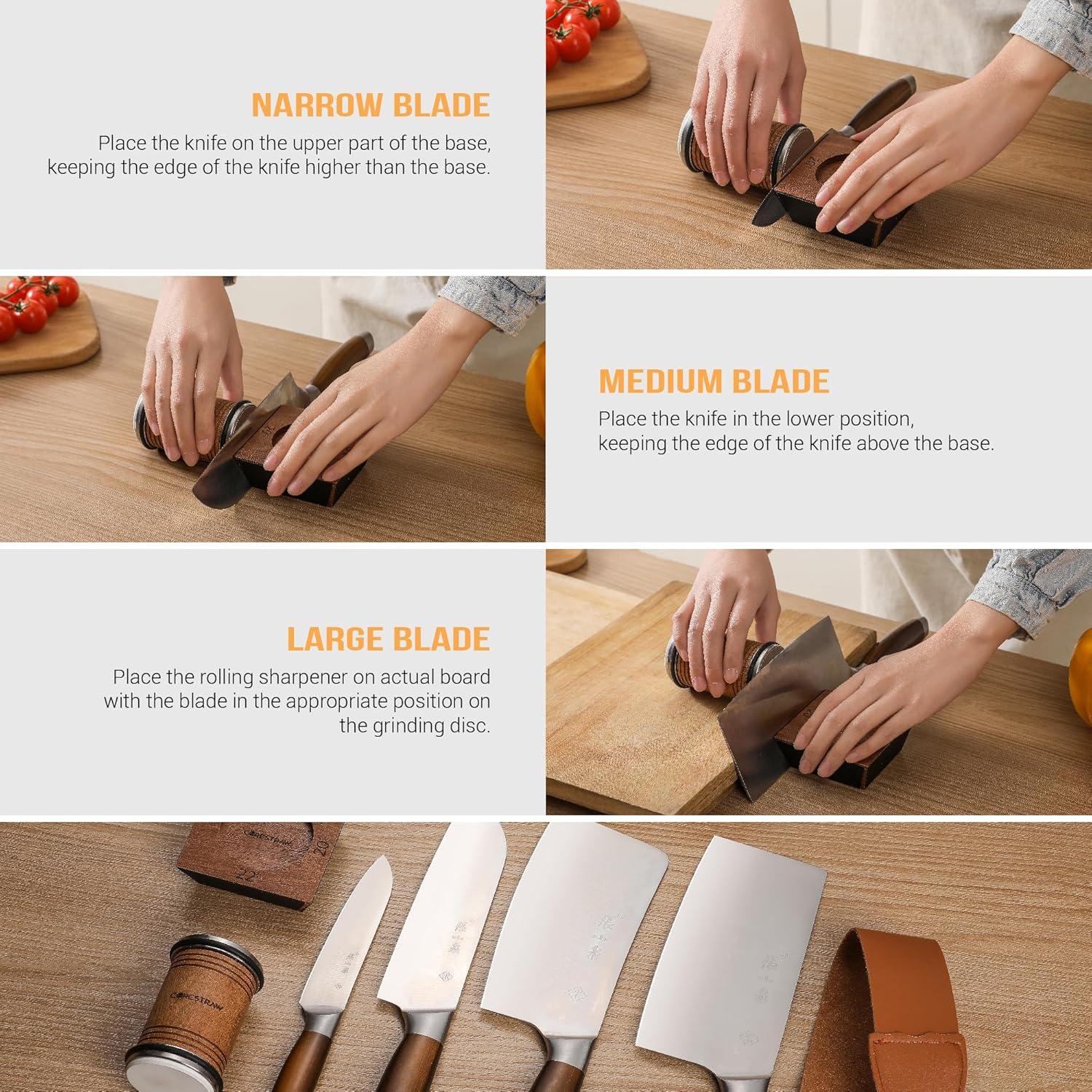 Afilador de Cuchillos Rodante CoreStraw - 4 Ángulos Ajustables