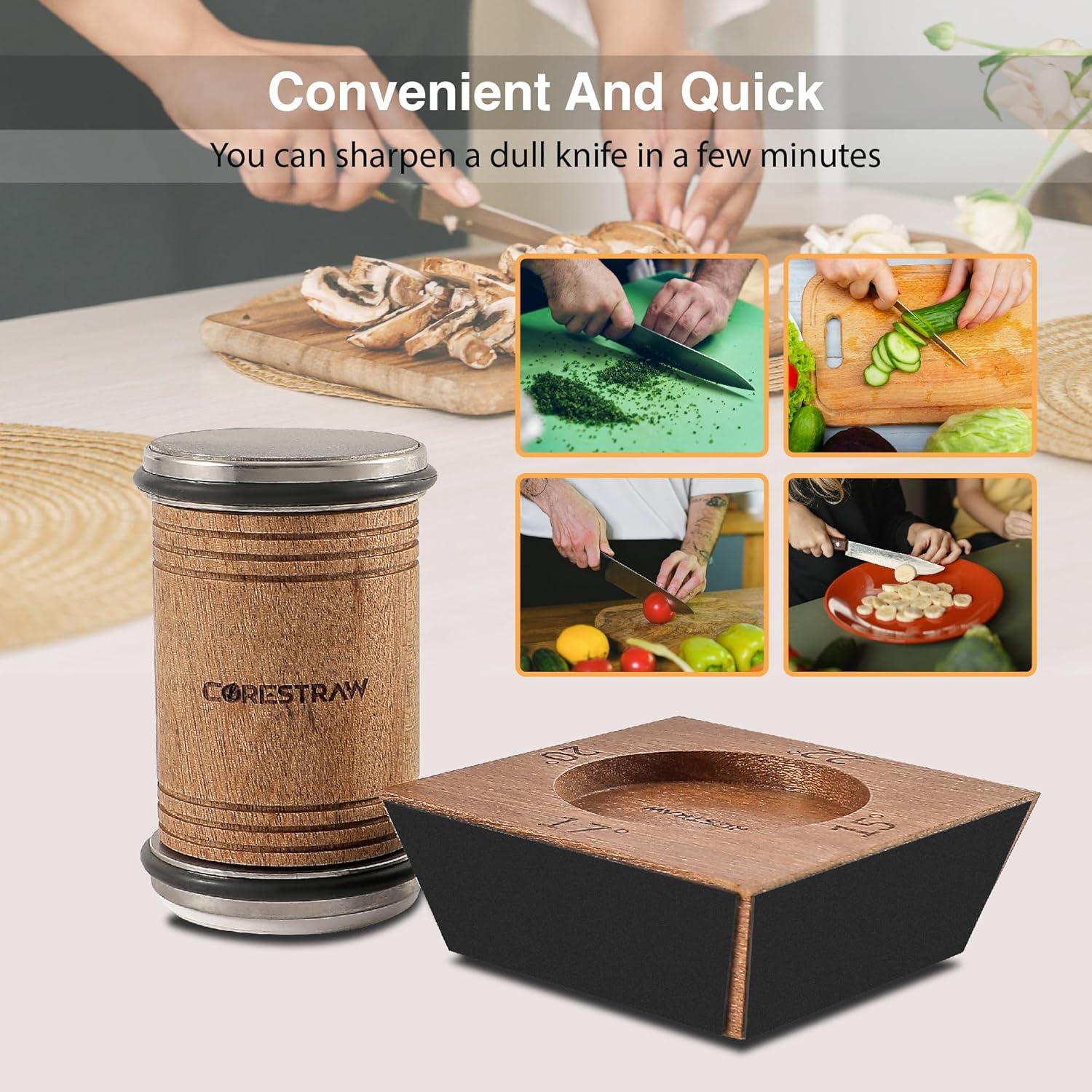 Afilador de Cuchillos Rodante CoreStraw - 4 Ángulos Ajustables