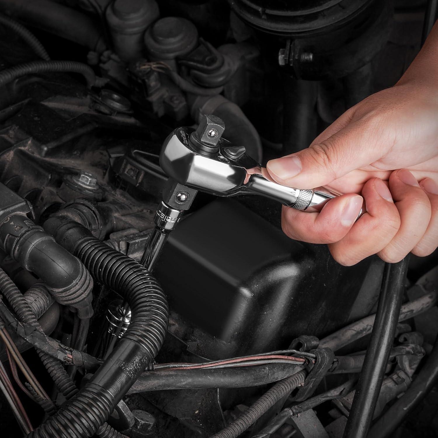 Juego de Llaves de Carraca Stubby DURATECH 3 en 1 72 Dientes