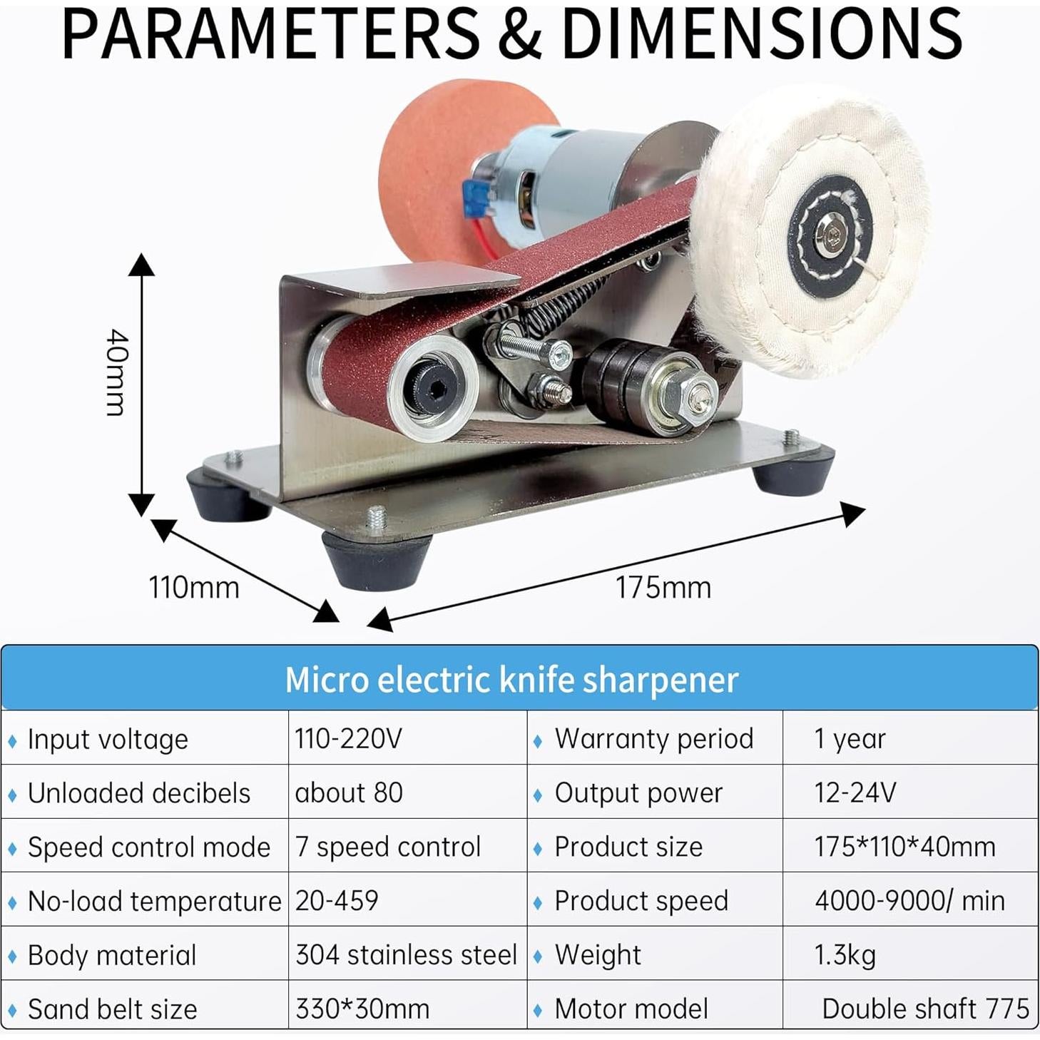 Lijadora de Banda Mini YIDOFENG 24V 7 Velocidades Afilador