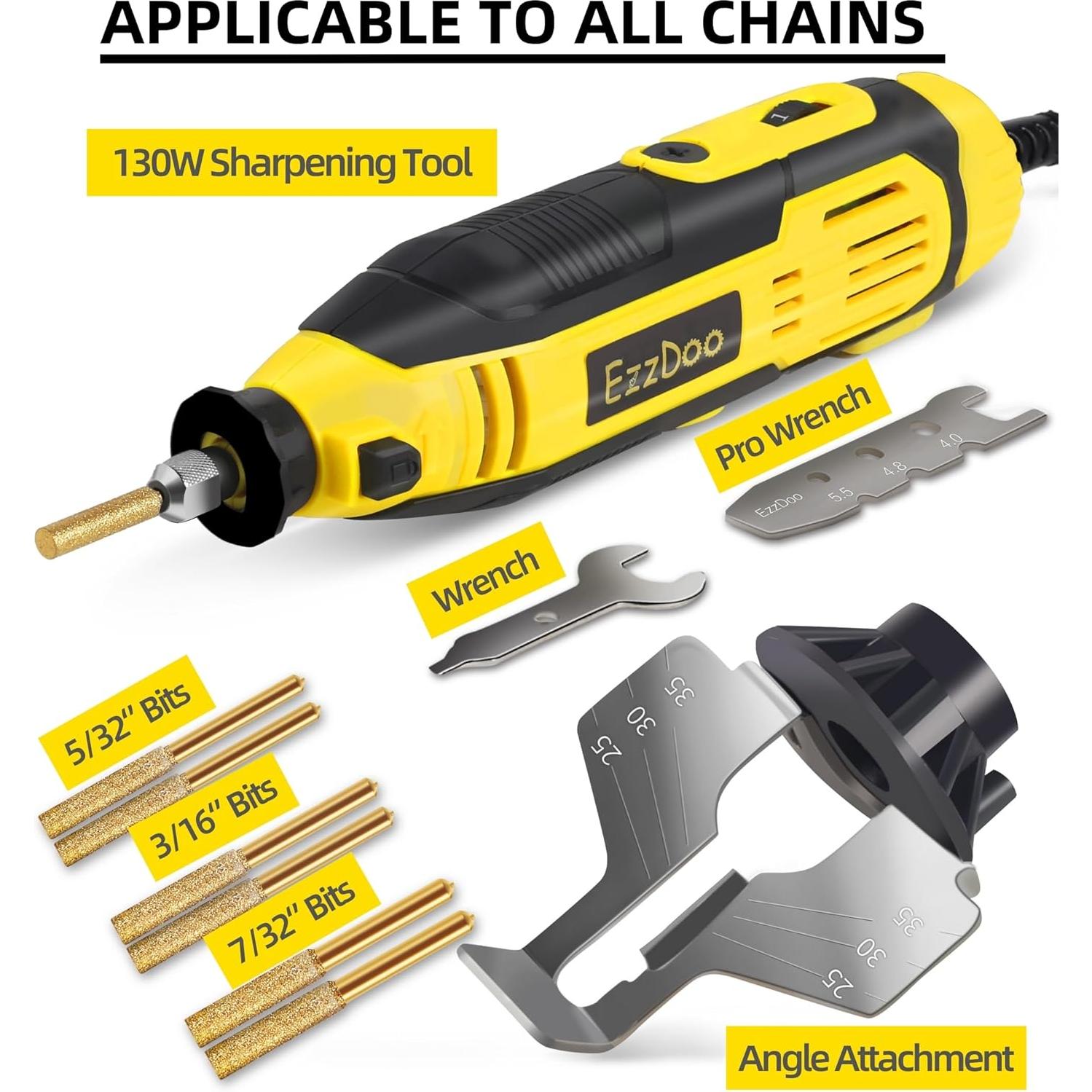 Afilador de motosierra EzzDoo eléctrico con puntas de titanio