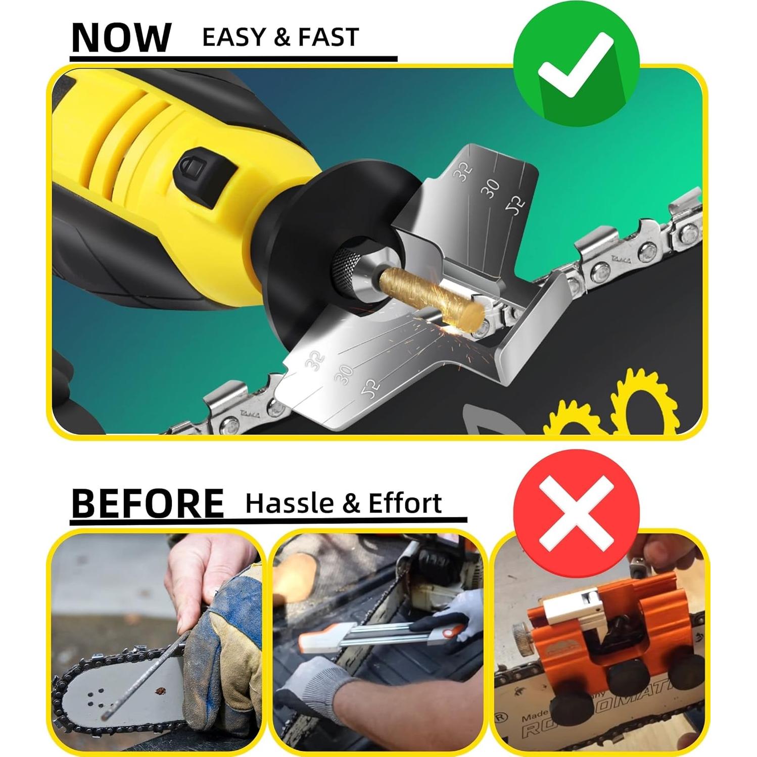 Afilador de motosierra EzzDoo eléctrico con puntas de titanio