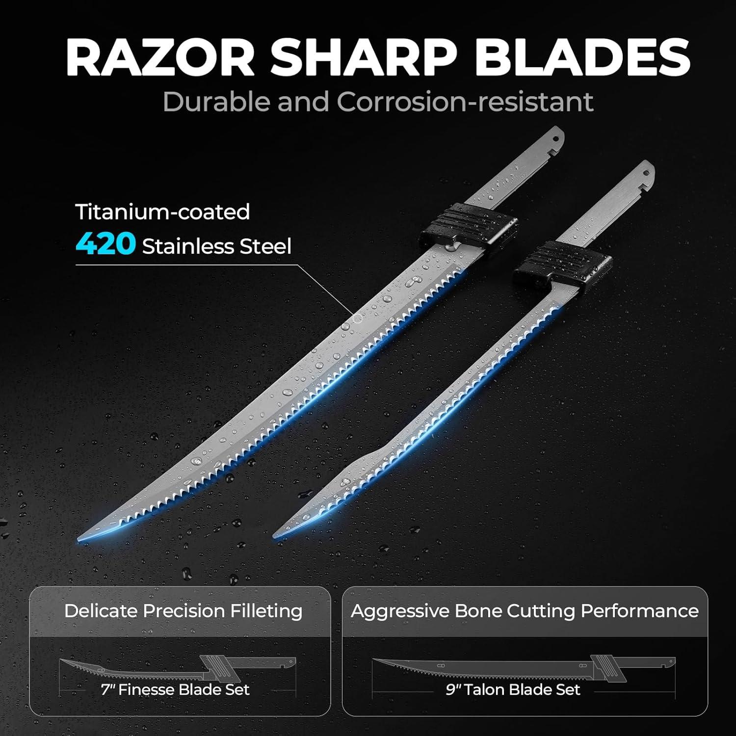 Cuchillo de filete eléctrico KastKing Speed Demon 110V con 2 cuchillas