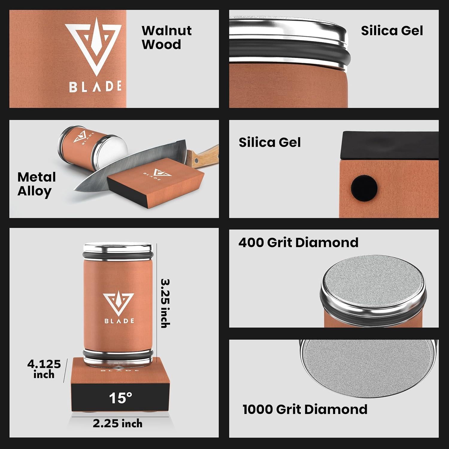 Afilador de Cuchillos Hugo & Jude BLADE - Rueda Diamante 15° 20°