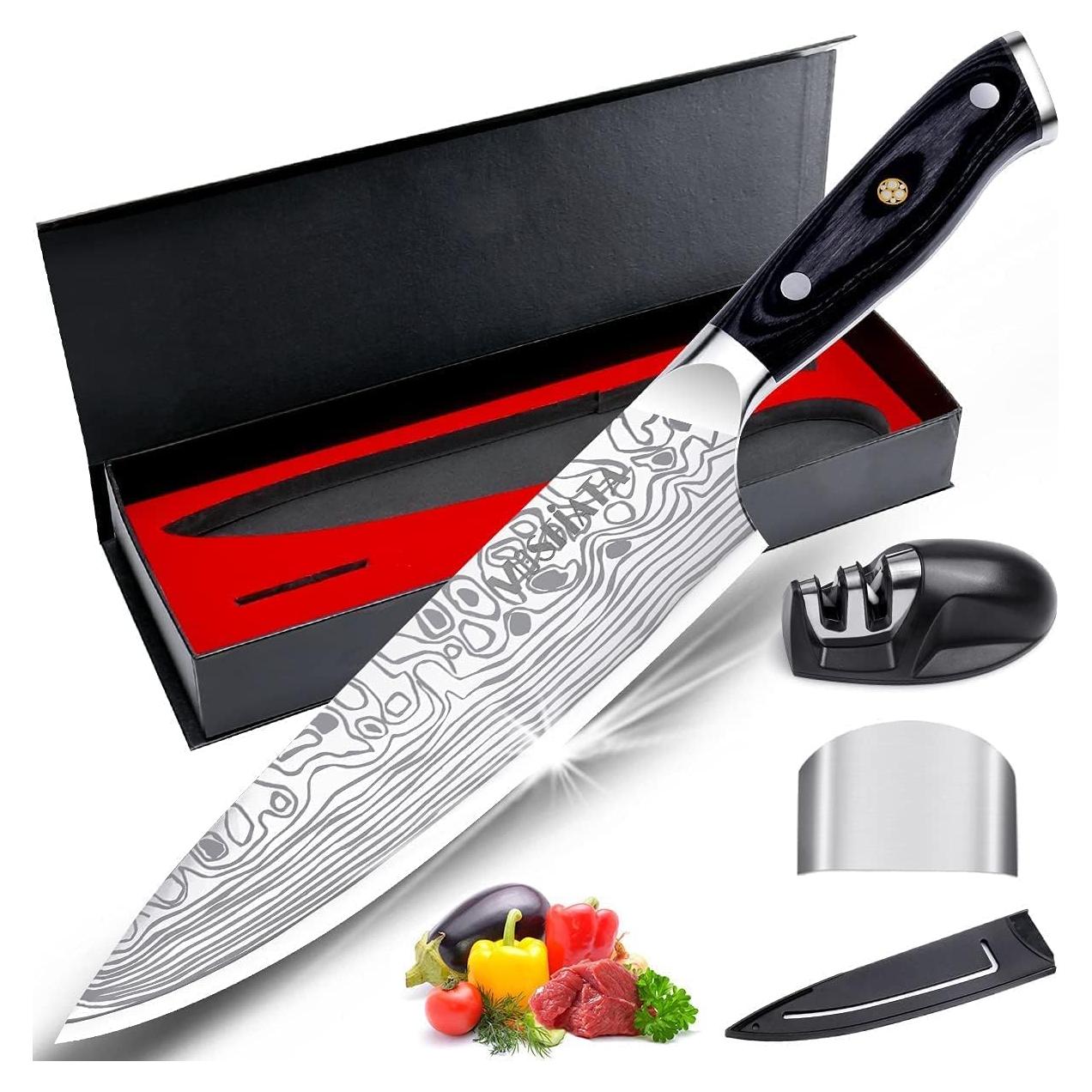 Cuchillo de Chef MOSFiATA 20.3 cm Acero Inoxidable con Mango de Micarta