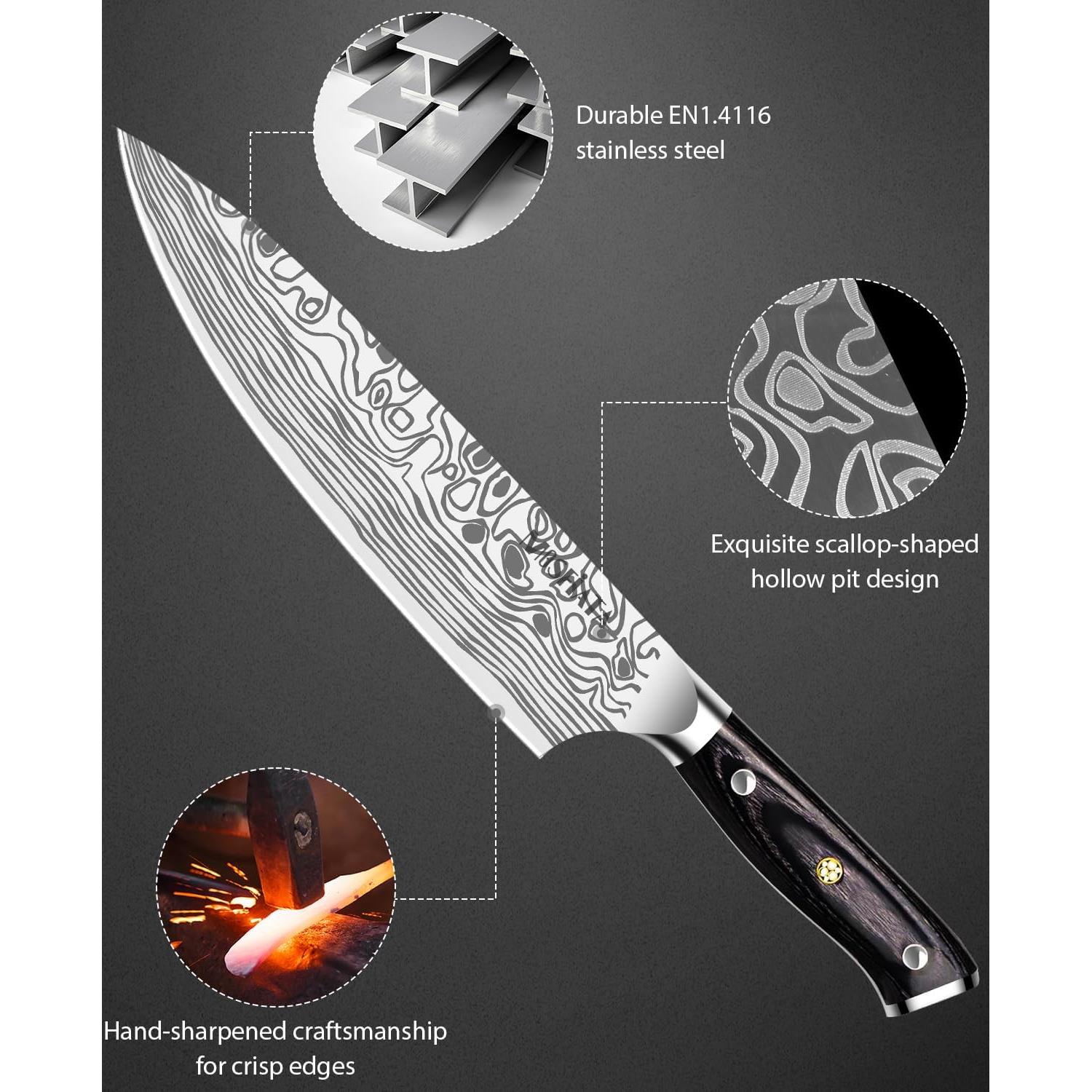 Cuchillo de Chef MOSFiATA 20.3 cm Acero Inoxidable con Mango de Micarta