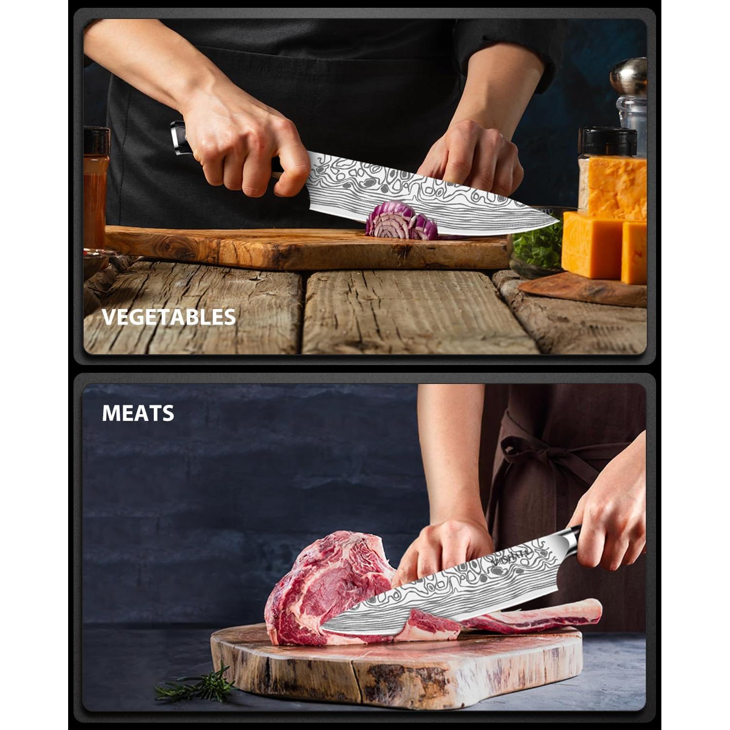 Cuchillo de Chef MOSFiATA 20.3 cm Acero Inoxidable con Mango de Micarta