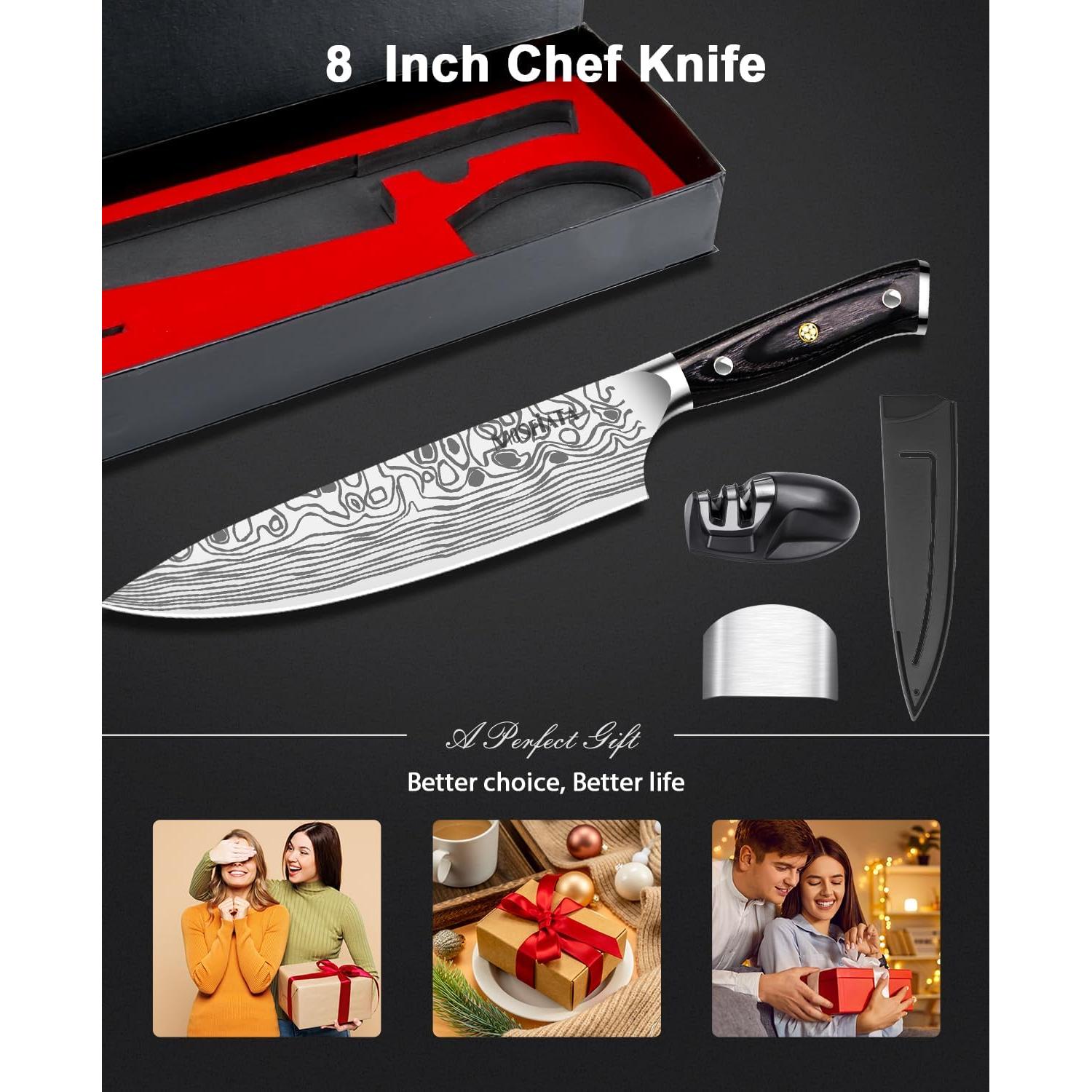 Cuchillo de Chef MOSFiATA 20.3 cm Acero Inoxidable con Mango de Micarta