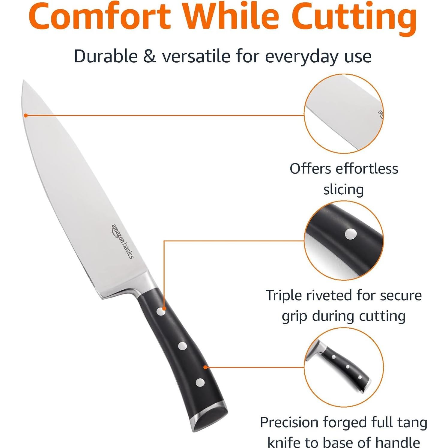 Cuchillo de Chef Amazon Basics 20.32 cm Acero Inoxidable