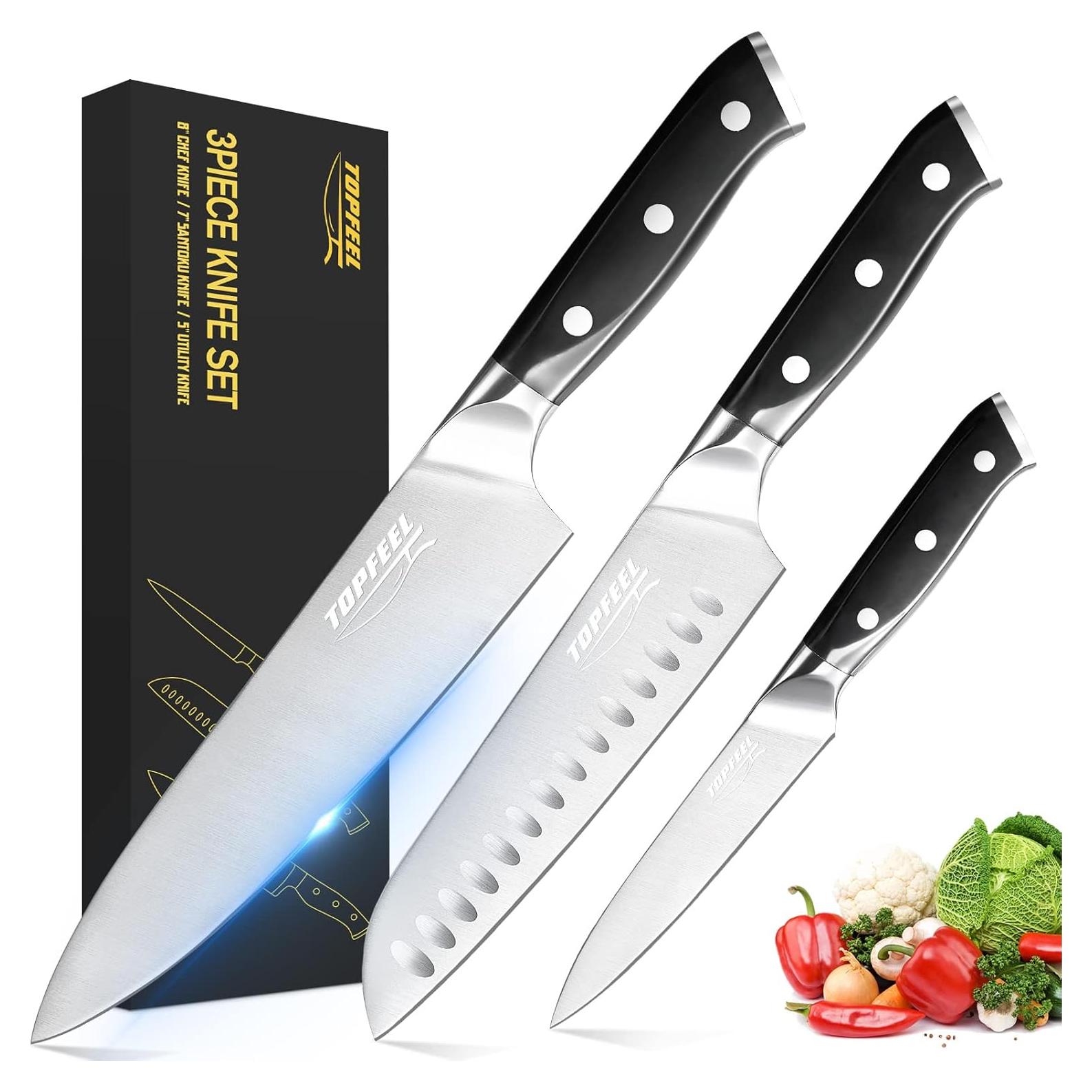 Juego de cuchillos de cocina Topfeel 3 piezas acero inoxidable