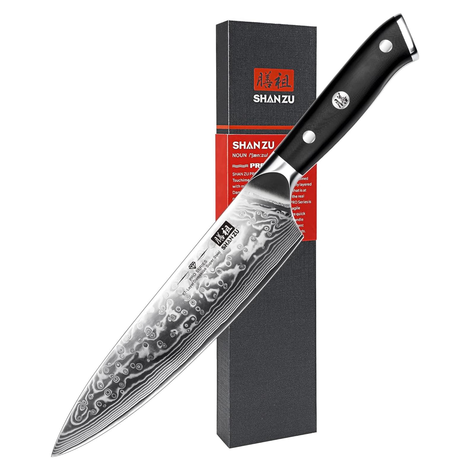 Cuchillo de Chef SHAN ZU 20.32 cm Acero Damasco 67 Capas