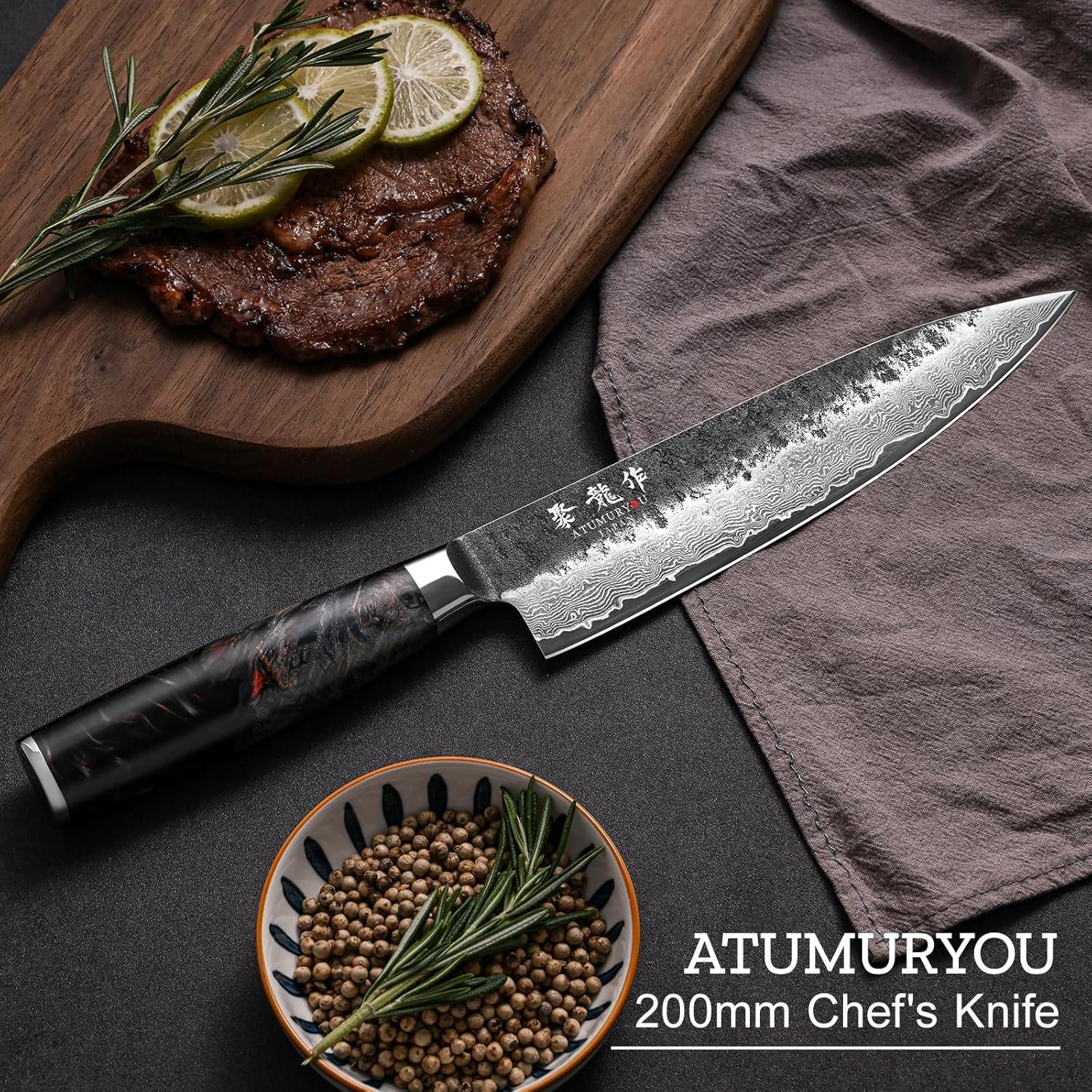 Cuchillo de Chef Japonés Atumuryou 20.32 cm Acero Damasco VG10