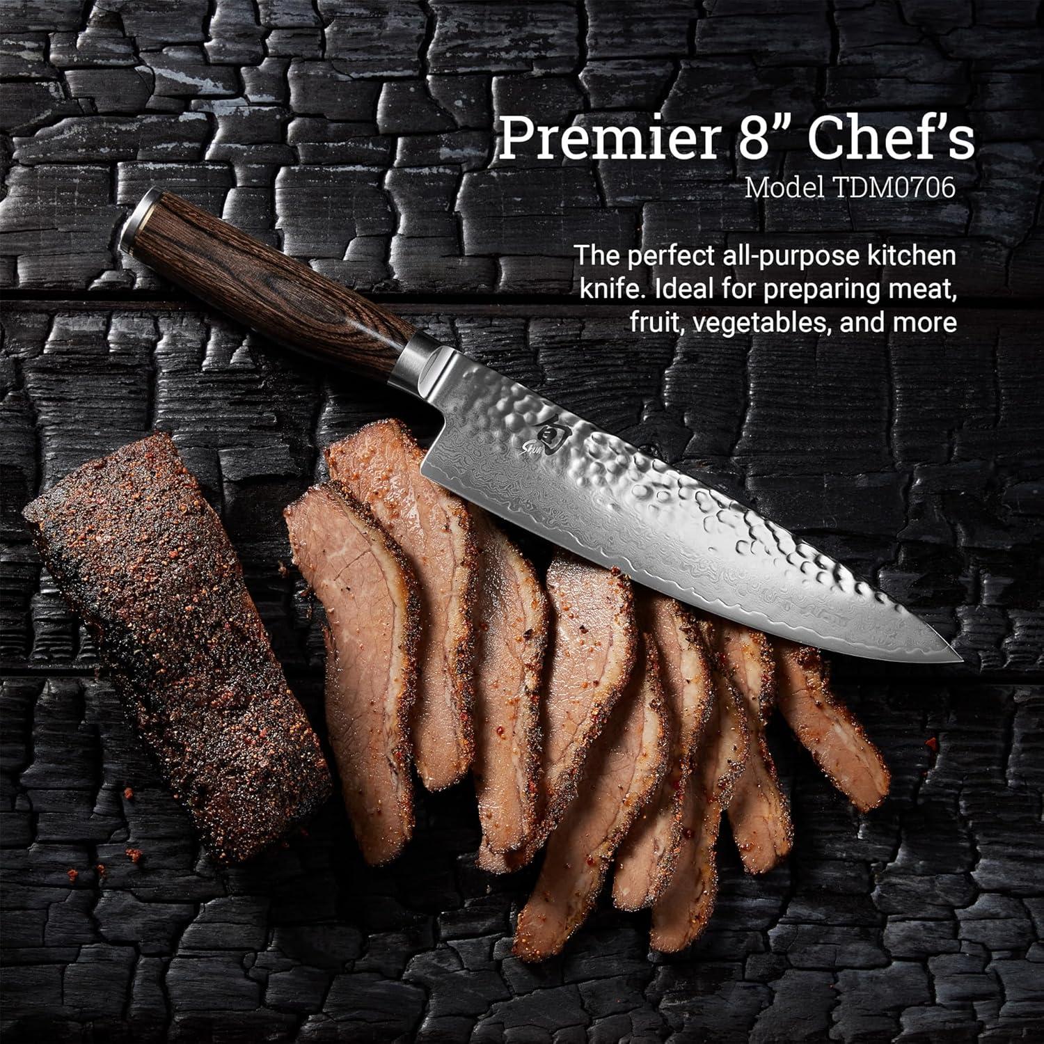 Cuchillo de Chef Shun Premier 20.32 cm Acero Damasco Pakkawood