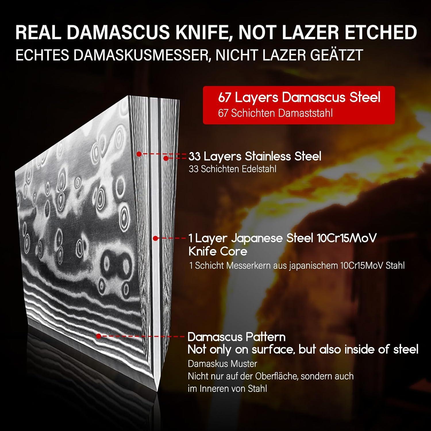 Juego de cuchillos de Damasco SHAN ZU 3 piezas alta calidad