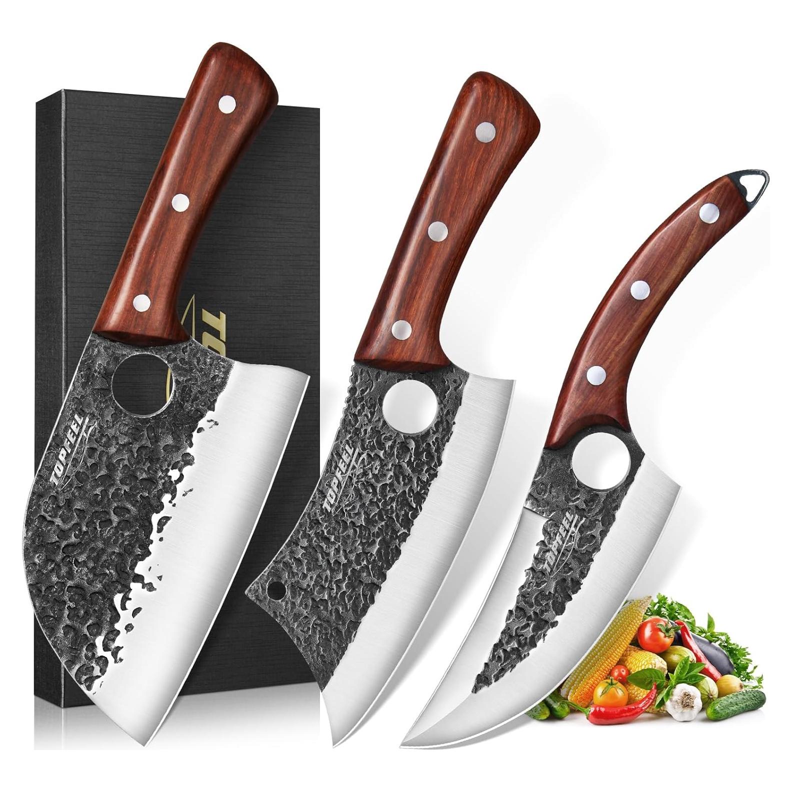 Juego de cuchillos de carne 3 piezas Topfeel forjados a mano