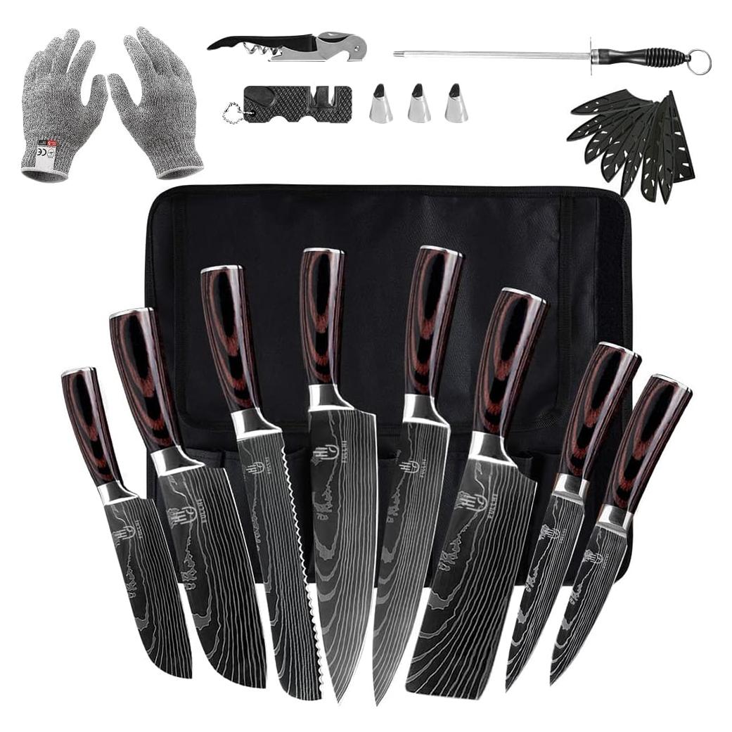 Juego de Cuchillos de Cocina FULLHI 14 Piezas Acero Inoxidable