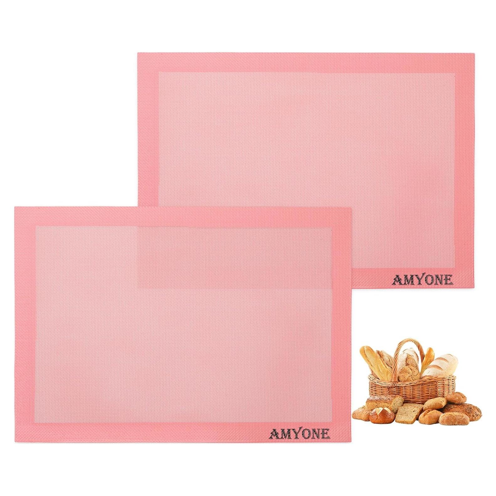 Tapetes de Hornear Perforados AMYONE 2 PCS Silicona Rosa 41.9x29.5 cm