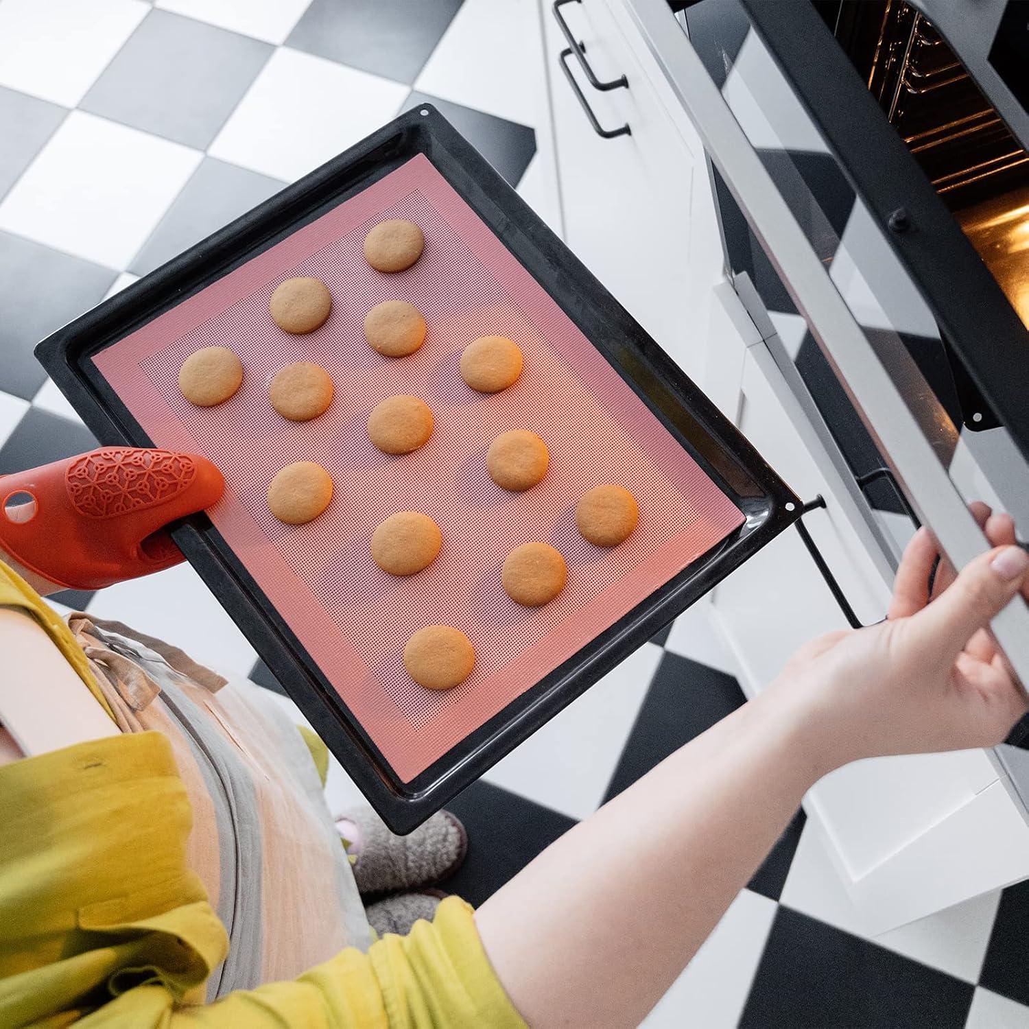 Tapetes de Hornear Perforados AMYONE 2 PCS Silicona Rosa 41.9x29.5 cm