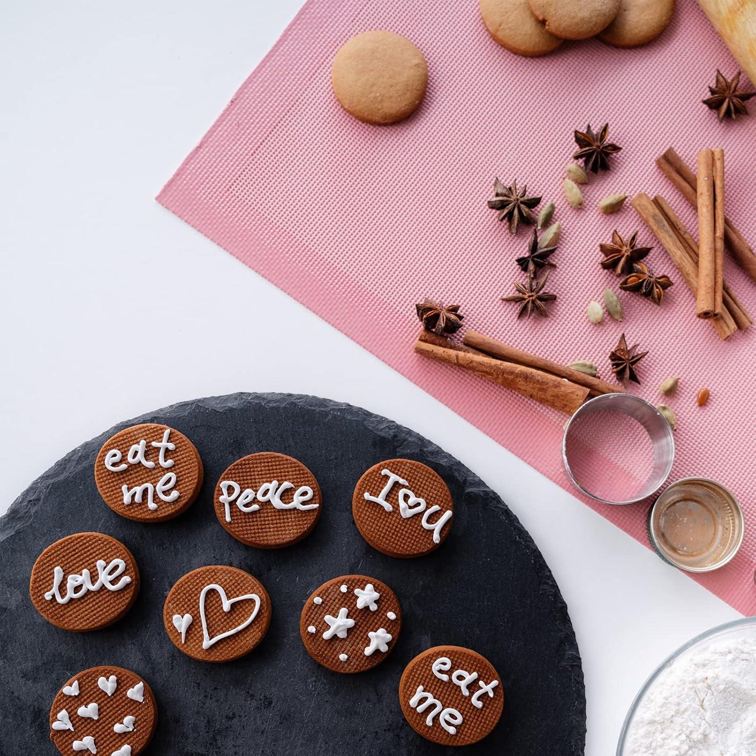 Tapetes de Hornear Perforados AMYONE 2 PCS Silicona Rosa 41.9x29.5 cm