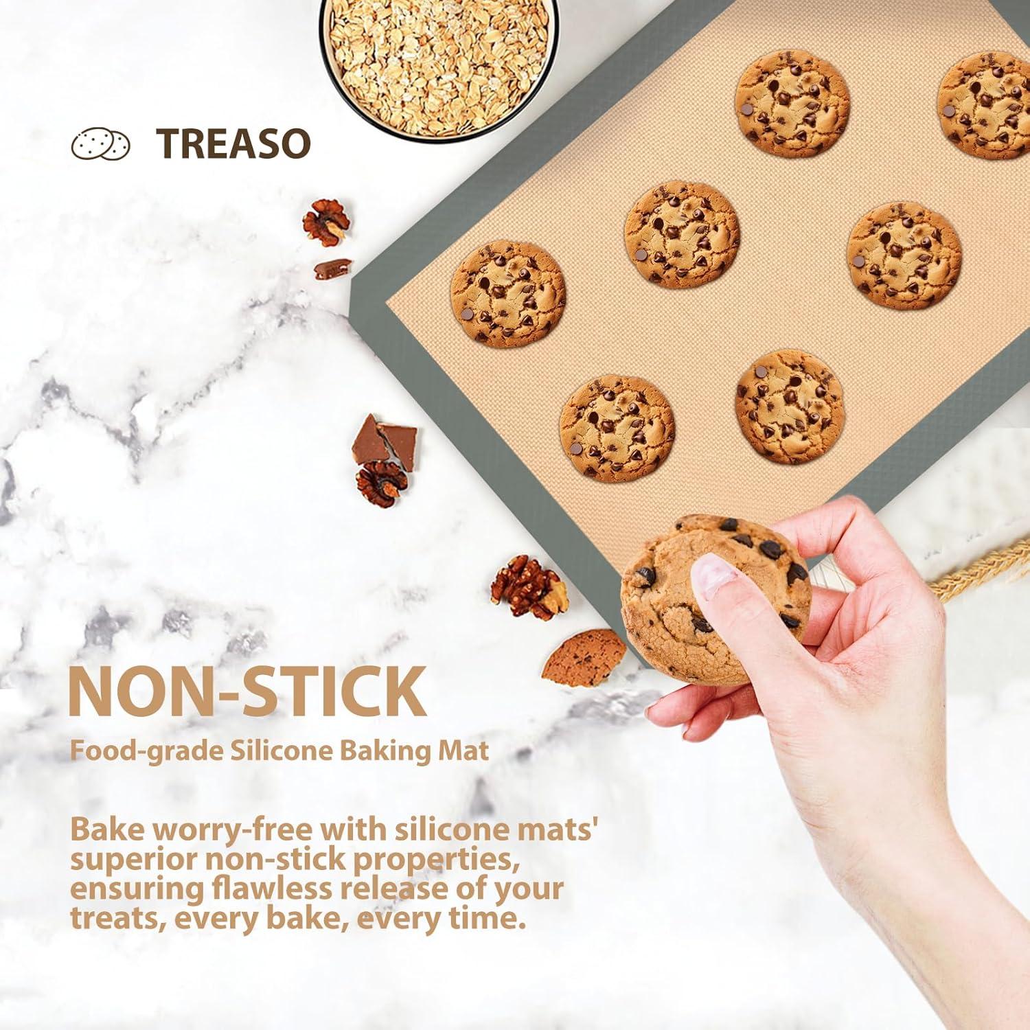 Alfombrilla de Silicona para Hornear TREASO - 3 Piezas Antiadherente