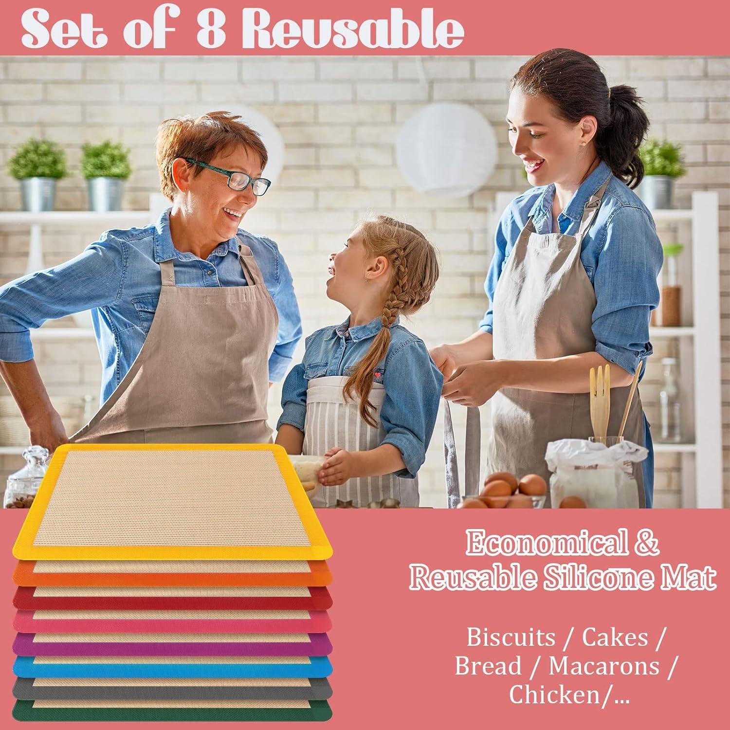 Alfombrillas de Hornear de Silicona Nuanchu 8 Piezas 42x29.5cm