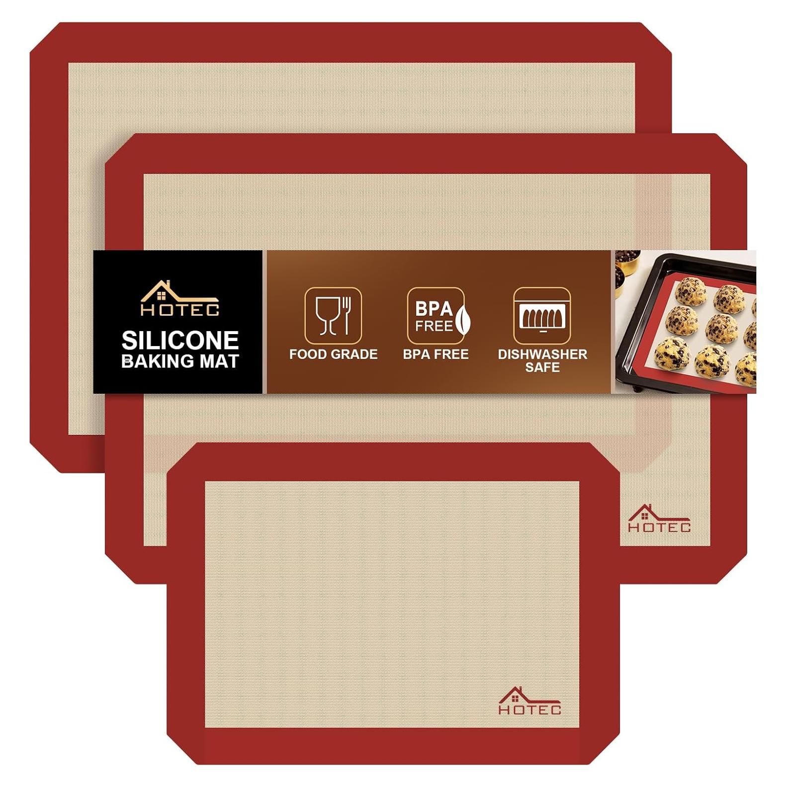 Mats de Silicona para Hornear HOTEC 3 Pack - Antiadherentes y Reutilizables