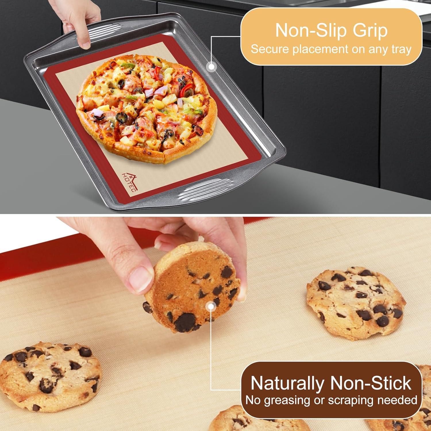 Mats de Silicona para Hornear HOTEC 3 Pack - Antiadherentes y Reutilizables