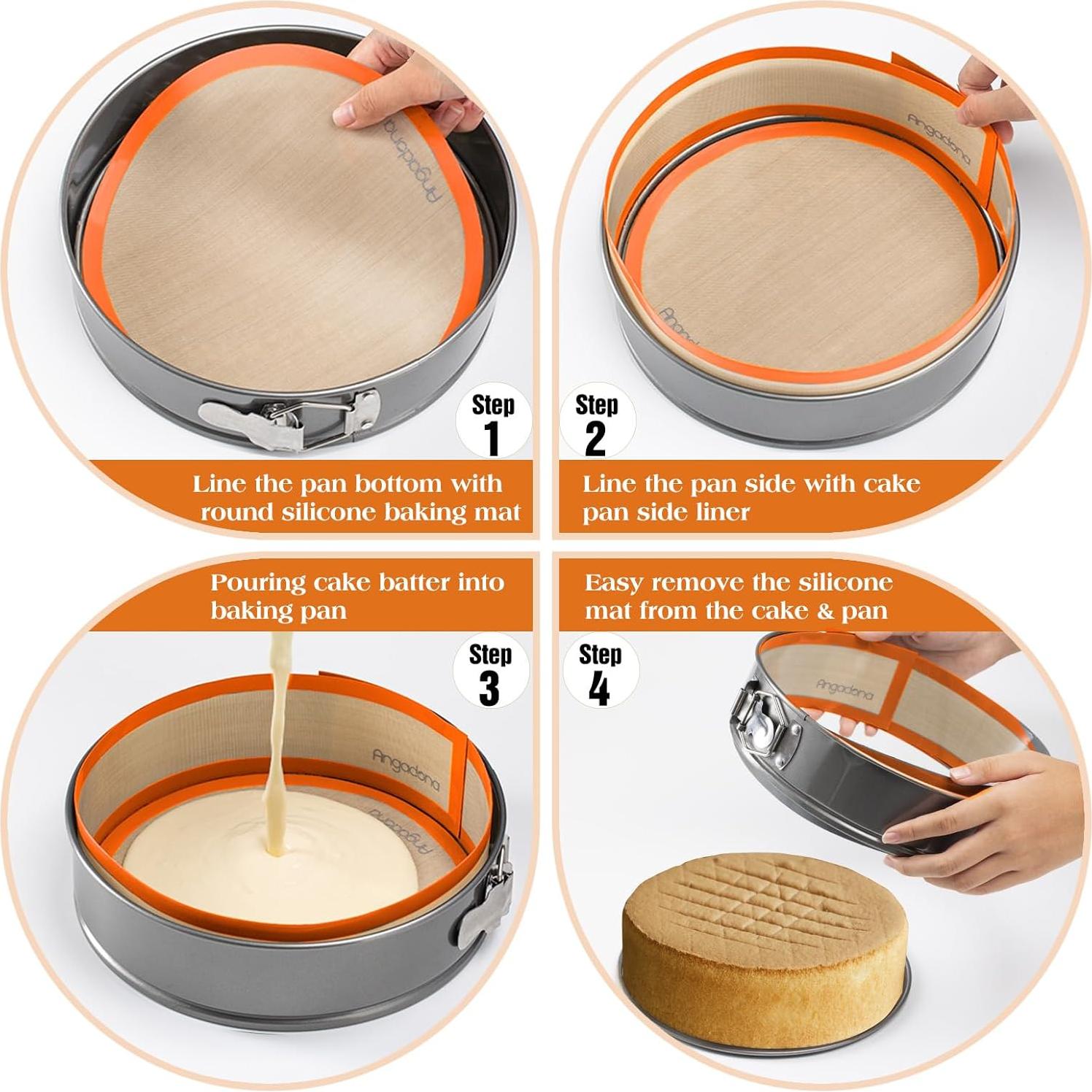 2 Tapetes de Silicona Antiadherente Angadona para Hornear 22 cm