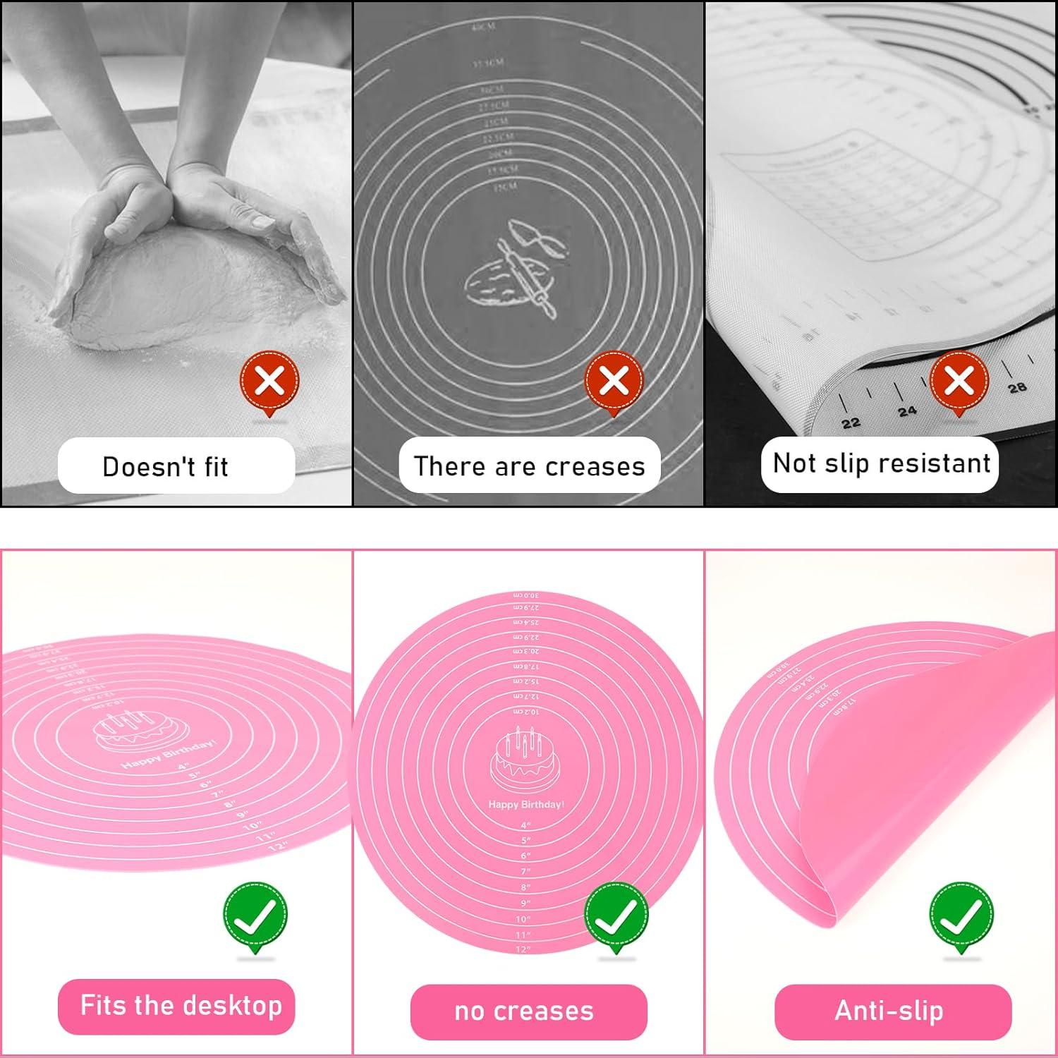 2 Alfombrillas de Silicona Rosa para Hornear 30 cm SynHHergyx