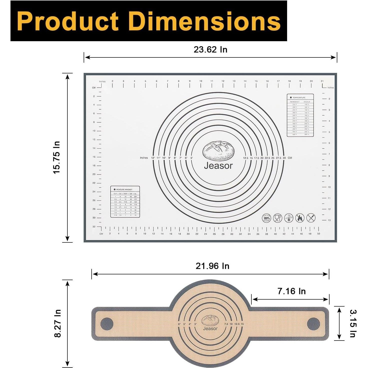 Juego de 3 Tapetes de Silicona para Hornear Jeasor 60x40cm