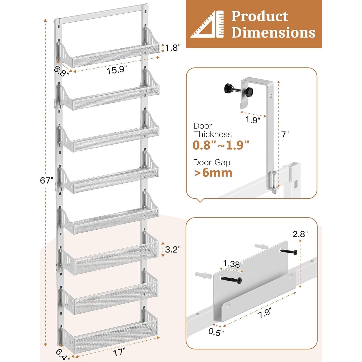 Organizador de despensa POKIPO 8 niveles metal blanco ajustable