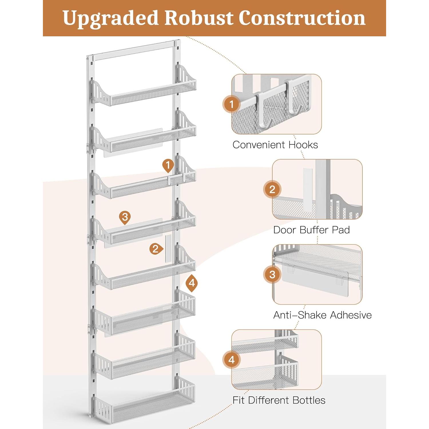 Organizador de despensa POKIPO 8 niveles metal blanco ajustable
