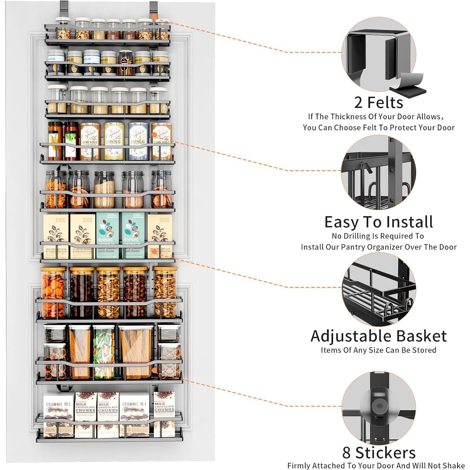 Estante colgante de especias MSERCUOR 9 niveles ajustable negro