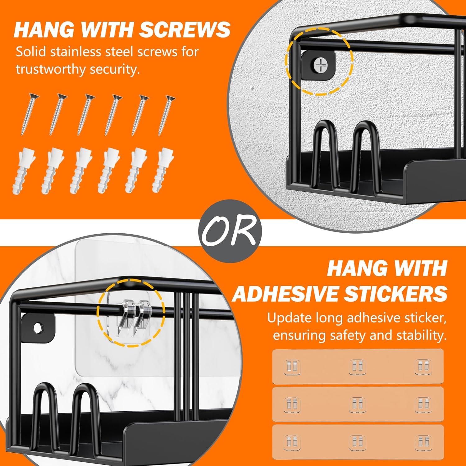 Estante de Especias Montado en Pared Bunoxea 3 Paquete Negro